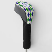 Trendy Groen Blauw Argyle Patroon Modern Monogram Golfheadcover (Schuin)