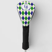 Trendy Groen Blauw Argyle Patroon Modern Monogram Golfheadcover (Voorkant)