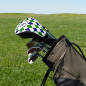 Trendy Groen Blauw Argyle Patroon Modern Monogram Golfheadcover (Insitu)