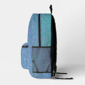 Trendy groen Blauwgroen blauw glitterpatroon Bedrukte Rugzak (Rechts)