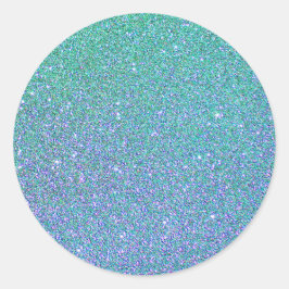 Trendy groen Blauwgroen blauw glitterpatroon Ronde Sticker