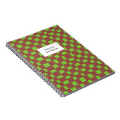 Trendy Groen Bruin Checkerboard Pattern Notitieboe Notitieboek (Rechterzijde)