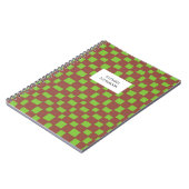 Trendy Groen Bruin Checkerboard Pattern Notitieboe Notitieboek (Linkerzijde)