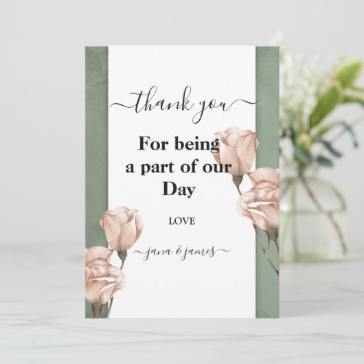 Trendy groen dank u uitnodiging (Staand voorkant)