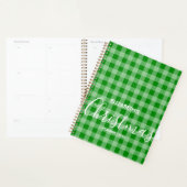 Trendy groen en wit geruite naam planner (Display)