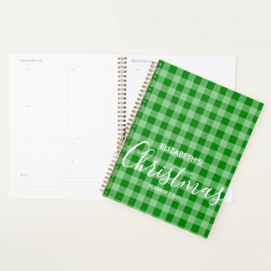 Trendy groen en wit geruite naam planner (Display)