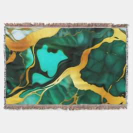 Trendy Groen geel Goud faux marmer Deken