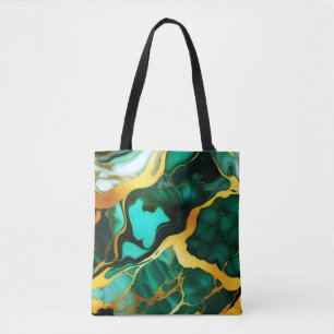 Trendy Groen geel Goud faux marmer Tote Bag