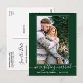 Trendy groen Getting Married Save the Date Briefkaart (Voorkant / Achterkant)