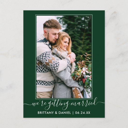 Trendy groen Getting Married Save the Date Briefkaart (Voorkant)
