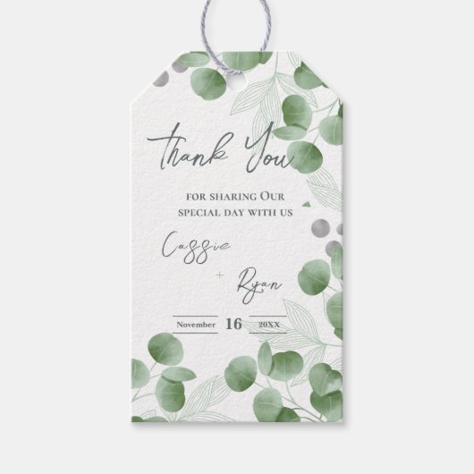 Trendy groen Natuur geïnspireerd Eucalyptus bruilo Cadeaulabel (Voorkant)