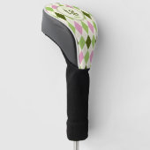 Trendy Groen & Roze Argyle Patroon Modern Monogram Golfheadcover (Schuin)