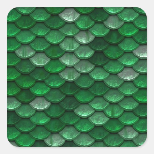 Trendy groen schaalpatroon vierkante sticker (Voorkant)
