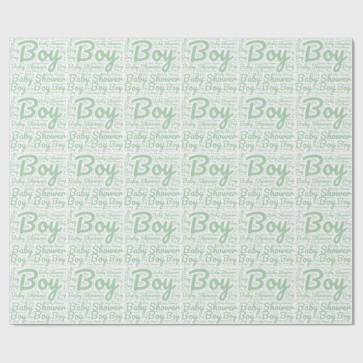 Trendy Groen Script Typografie Boy Baby shower Cadeaupapier (Vlak)