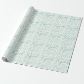 Trendy Groen Script Typografie Meisje Baby shower Cadeaupapier (Uitgerold)
