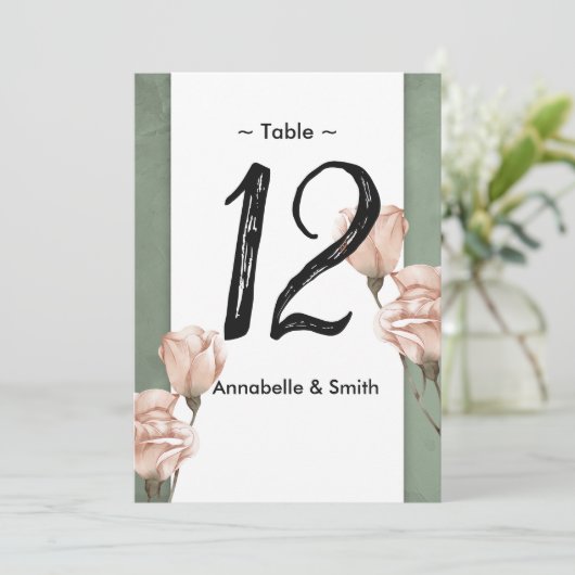 Trendy groen tafelnummer (Staand voorkant)