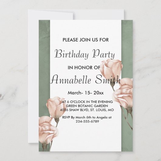 trendy groen Verjaardag Uitnodiging (Voorkant)