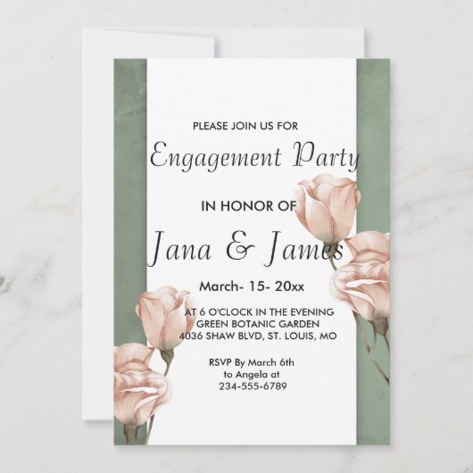 trendy groen Verloving Invitation Kaart (Voorkant)