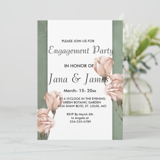 trendy groen Verloving Invitation Kaart (Staand voorkant)