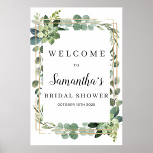 Trendy groen vetplant gouden bruiloft welkomstbord poster
