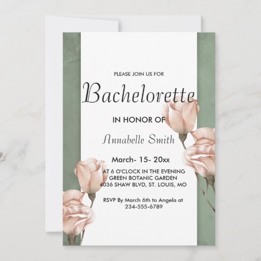 Trendy groen vrijgezellenuitnodiging kaart (Voorkant)