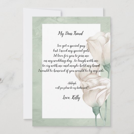 Trendy groen zal mijn bruidsmeisje uitnodiging (Voorkant)