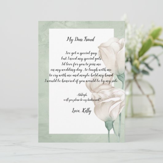 Trendy groen zal mijn bruidsmeisje uitnodiging (Staand voorkant)