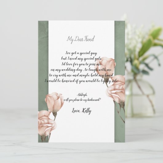 Trendy groen zal mijn bruidsmeisje uitnodiging (Staand voorkant)