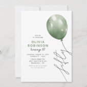 Trendy groene ballon 50e verjaardag kaart (Voorkant)