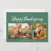 Trendy groene belettering Happy Thanksgiving Feestdagenkaart (Voorkant)