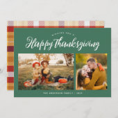 Trendy groene belettering Happy Thanksgiving Feestdagenkaart (Voorkant / Achterkant)