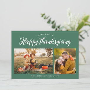 Trendy groene belettering Happy Thanksgiving Feestdagenkaart