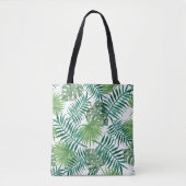 Trendy groene botanische palmbladeren tote bag (Voorkant)