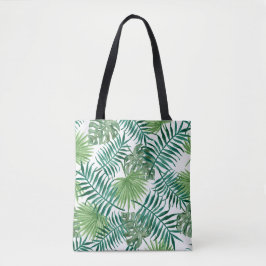 Trendy groene botanische palmbladeren tote bag