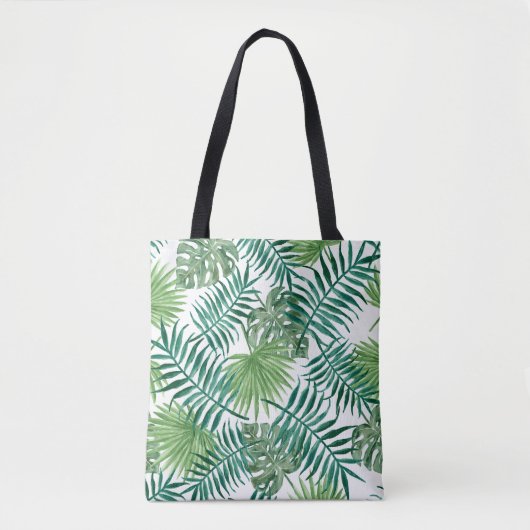 Trendy groene botanische palmbladeren tote bag (Voorkant)