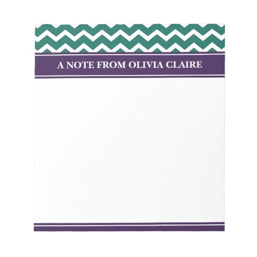 Trendy Groene Chevron Paarse aangepaste naam Notitieblok (Voorkant)