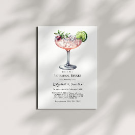 Trendy groene en roze cocktail proefhuwelijksdiner kaart