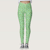 Trendy groene en Zee groene Polka Dot Pattern Leggings (Voorkant)