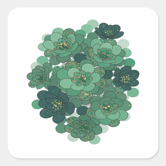 Trendy groene FLORALE cadeausticker Vierkante Sticker (Voorkant)
