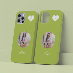 Trendy groene foto en naam gepersonaliseerd modern Case-Mate iPhone 14 hoesje