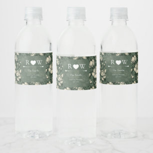 Trendy Groene Gardenia's Sprankelen Tropisch Huwel Waterfles Etiket