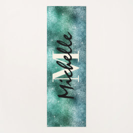 Trendy groene glitters monogram esthetisch  yogamat