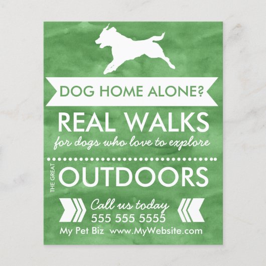 Trendy groene honden silhouet hond uitlater flyer (Voorkant)