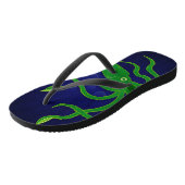 trendy groene inktvis in de blauwe oceaan teenslippers (Schuin)