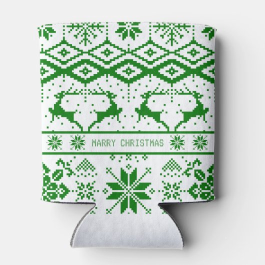 Trendy groene kerst rendieren blikjeskoeler (Achterkant)