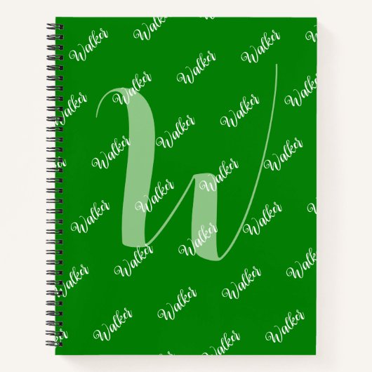 Trendy groene kleur - Initiaal naam monogrammed Notitieboek (Voorkant)