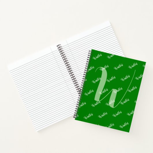 Trendy groene kleur - Initiaal naam monogrammed Notitieboek (Binnen)
