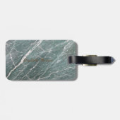 Trendy groene marmer, met monogram-personalisatie bagagelabel (Achterkant horizontaal)