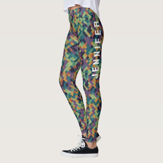 Trendy groene pixel kunstnaam en Abstract patroon Leggings (Links)