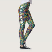 Trendy groene pixel kunstnaam en Abstract patroon Leggings (Rechts)